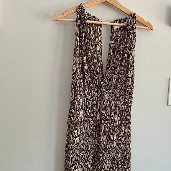 Mango Halter-Neck Midi Dress, brown/cream, S S (4) - Picture 6 of 13